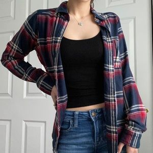 Hollister Maroon and Navy Flannel